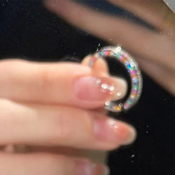 DAIIIBABYYY  -  Sparkling Multicolor Zircon Rings For Women Couples Minimalist Creative Elegant Personality Wedding Bride Jewelry Gifts